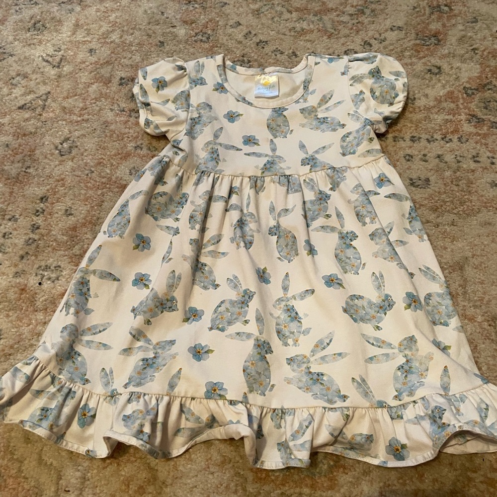 Stitchy Fish Easter Bunny Dress. 2T.